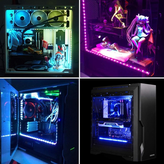 BTF-LIGHTING LED RGB PC LEDテープライト2x50CM RGB LEDライトストリップ 12V 4ピン RGBスプリッターケーブル付き Gigabyte RGB Fusion、MSI Mystic Light