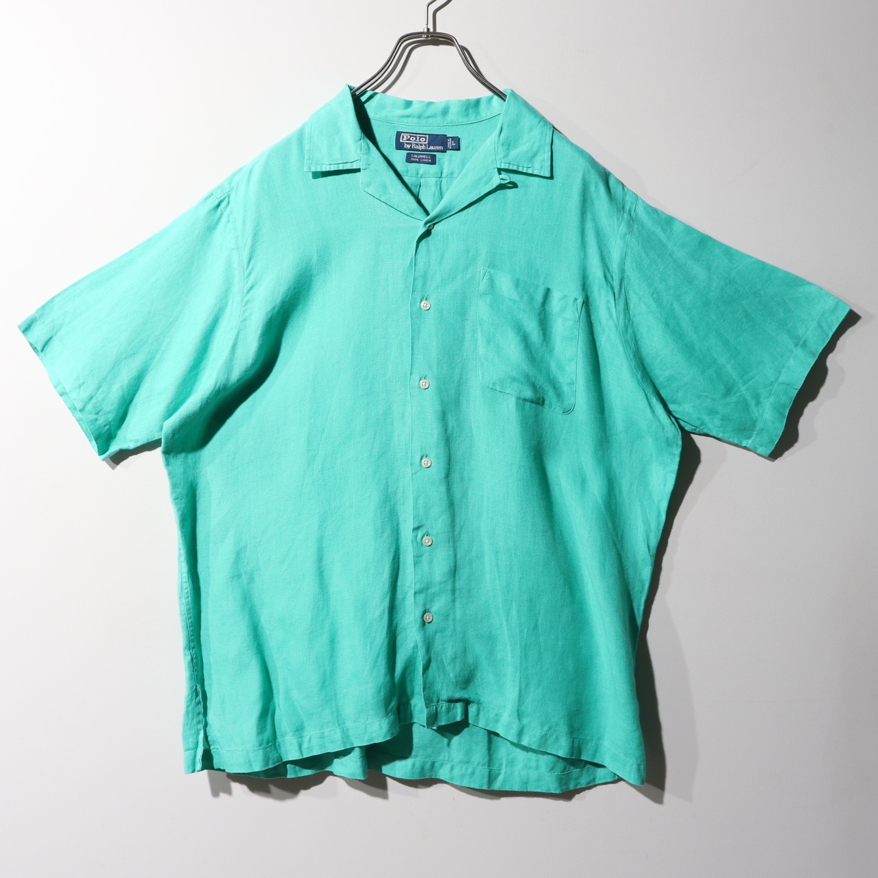 美品 L 完全無地 麻 エメラルド Caldwell ポロラルフローレン シャツ 緑 polo ralph lauren