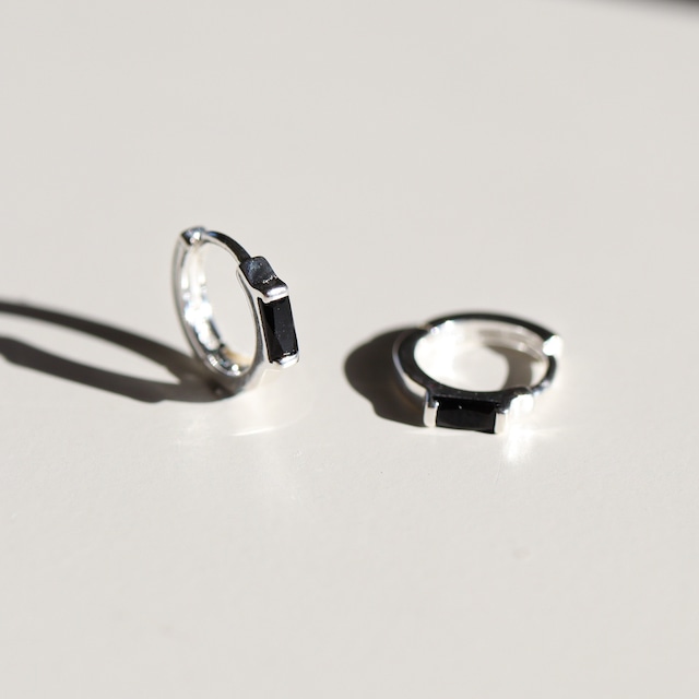 silver925 black hoop pierce