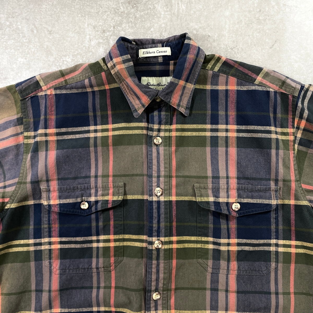 90年代 白タグ Eddie Bauer エディーバウアー Elkborn Canvas チェック