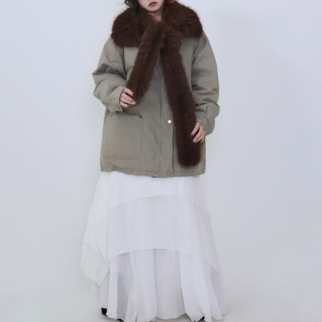 長袖 パッチポケット ヒップ丈 ダウンジャケット 1color JK0325