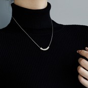 パール装飾 シルバーチェーン ネックレス 00050