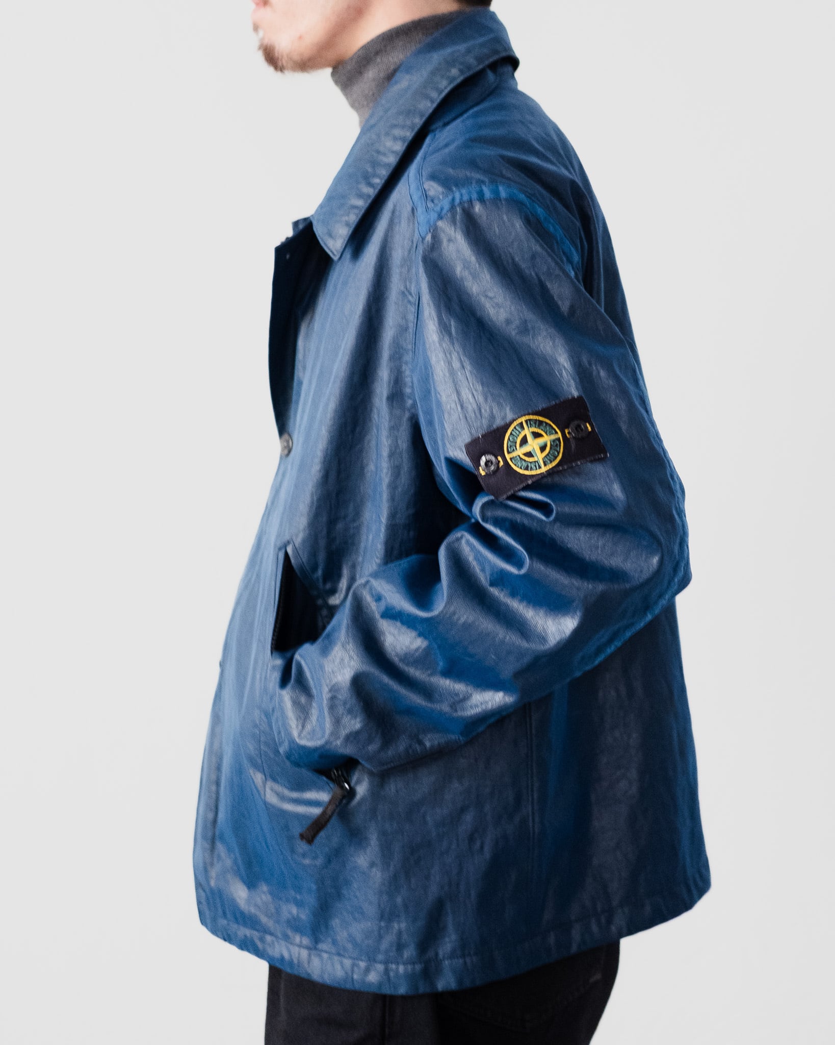STONE  ダークブルー ジャケット 01SS] “STONE ISLAND” Spalumatura Coated Nylon Blue Blouson