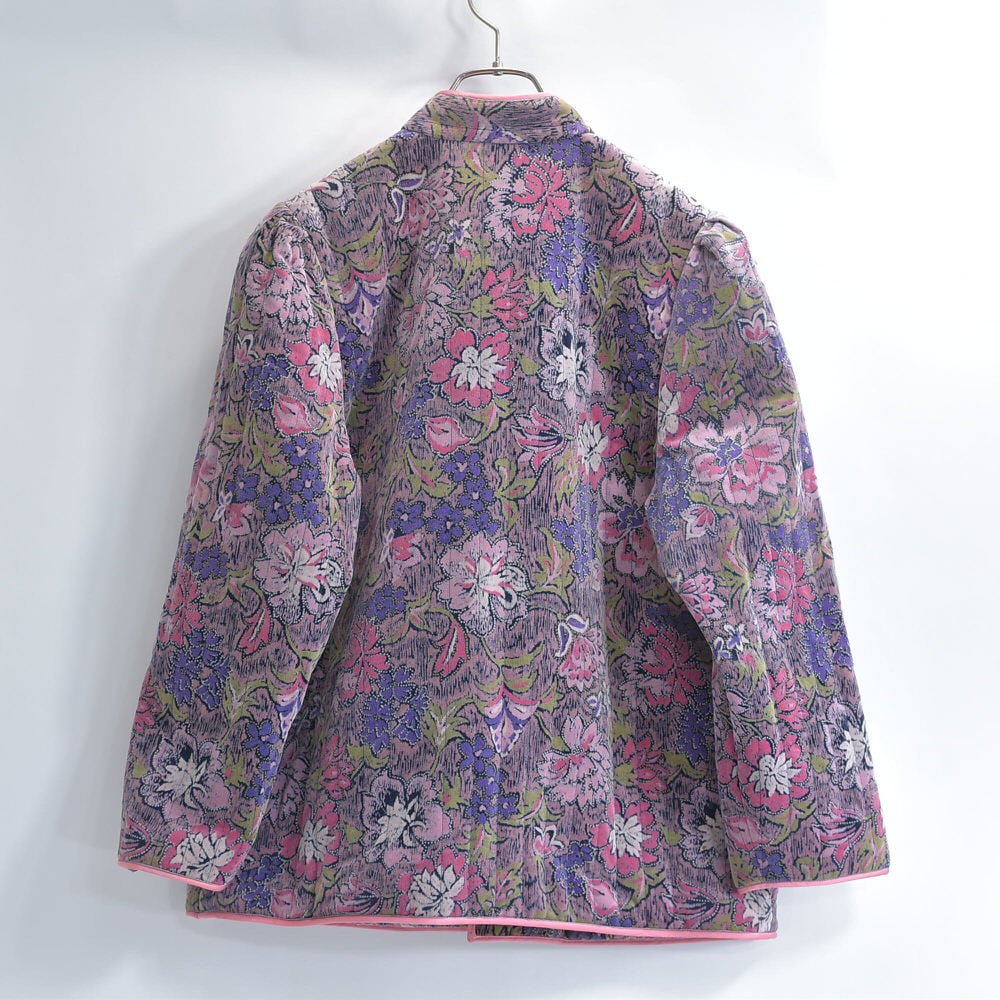 80s～ Kung Fu Jacket ストライプキルティング 花柄 チャイナ