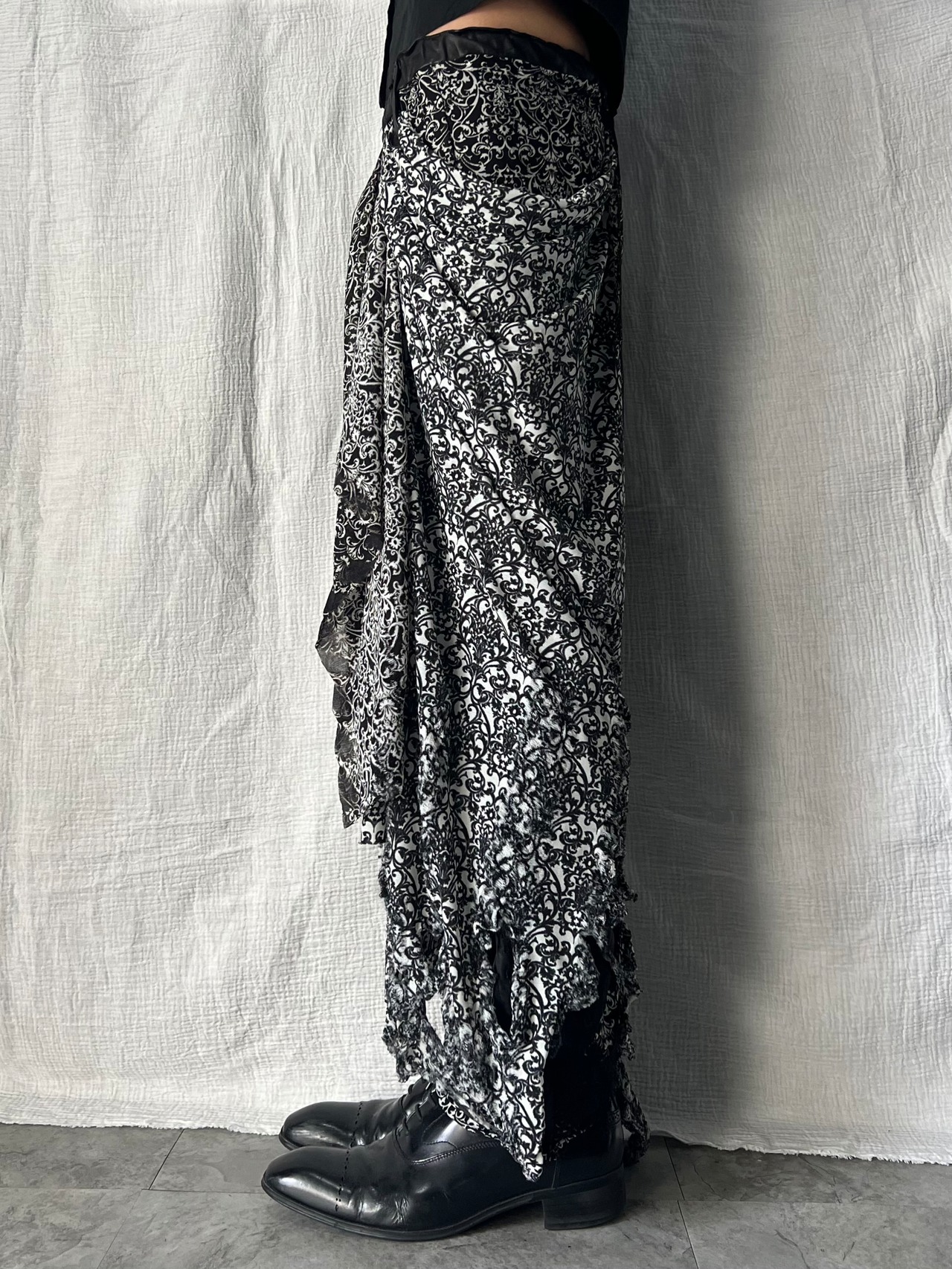 "Shohei Takamiya" Layered Leather Gimmick Flared Pants