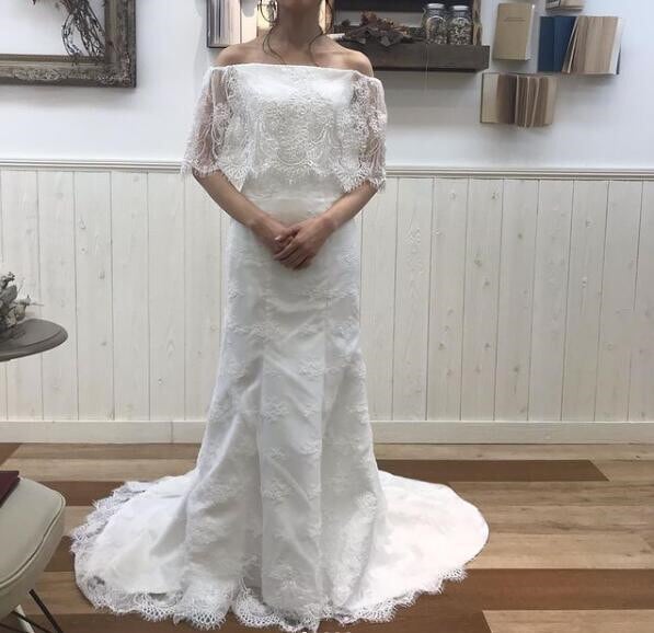フランス風 オフショル ボレロ オフホワイト ウェディングドレス 花嫁/結婚式