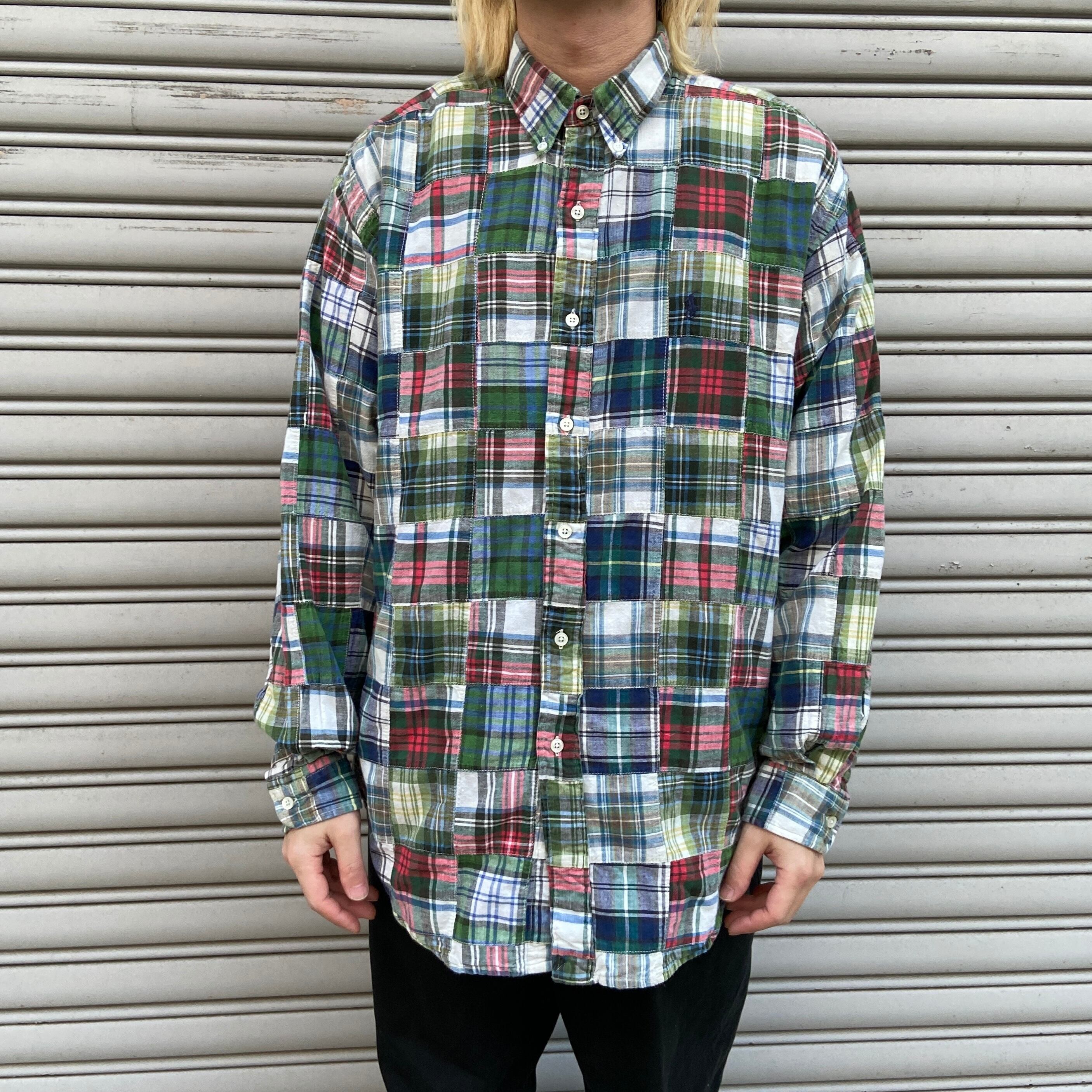 90s ラルフローレン BLAIRE チェック柄パッチワークシャツ L | 古着屋 Uan