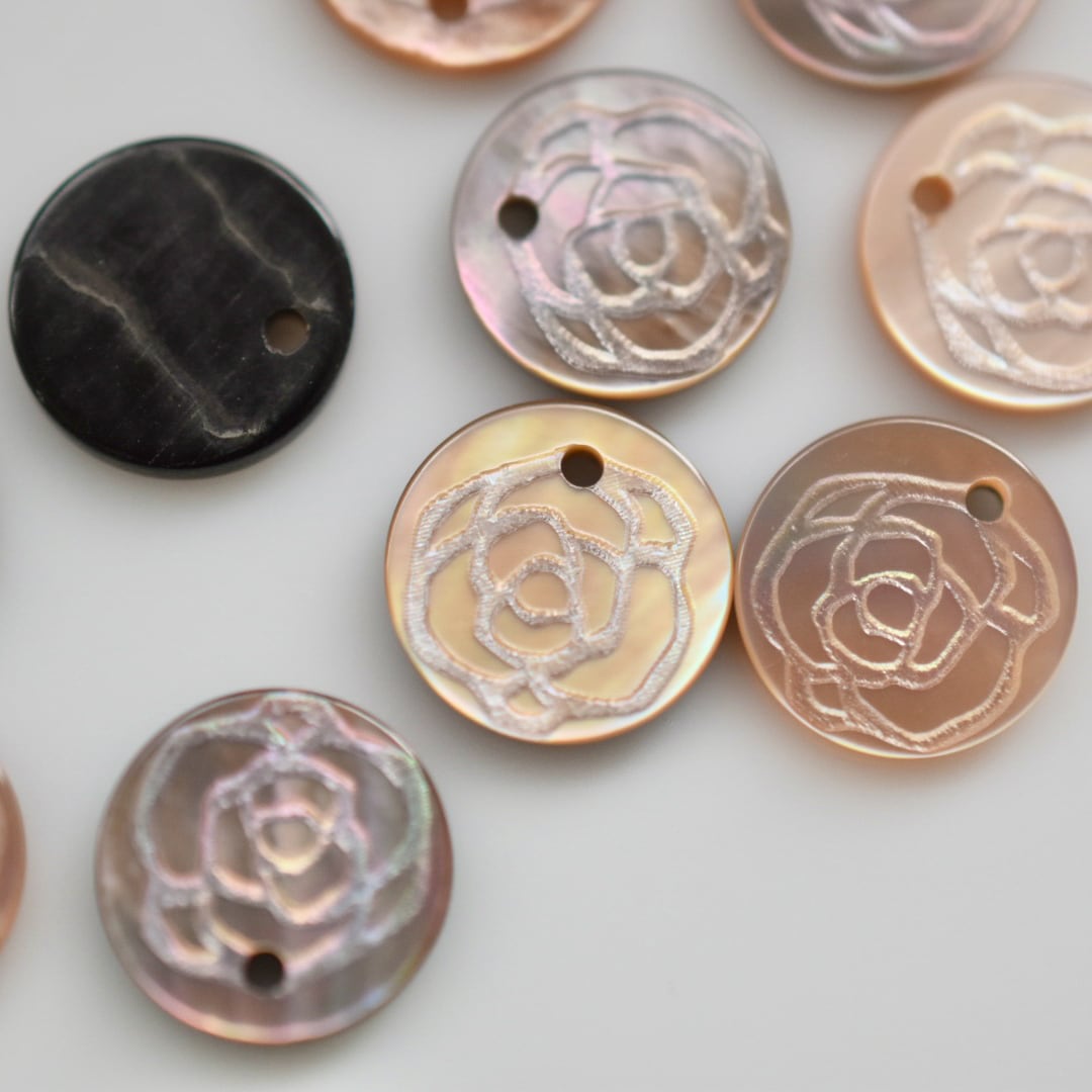 『ビンテージチャーム』日本 茶蝶貝 6個 10㎜ C-9