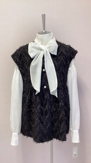 フォーマル対応 PASSIONE シャギーフレアジレ No.515941 ブラック サイズ38 9号 Mサイズ パシオーネ ベスト