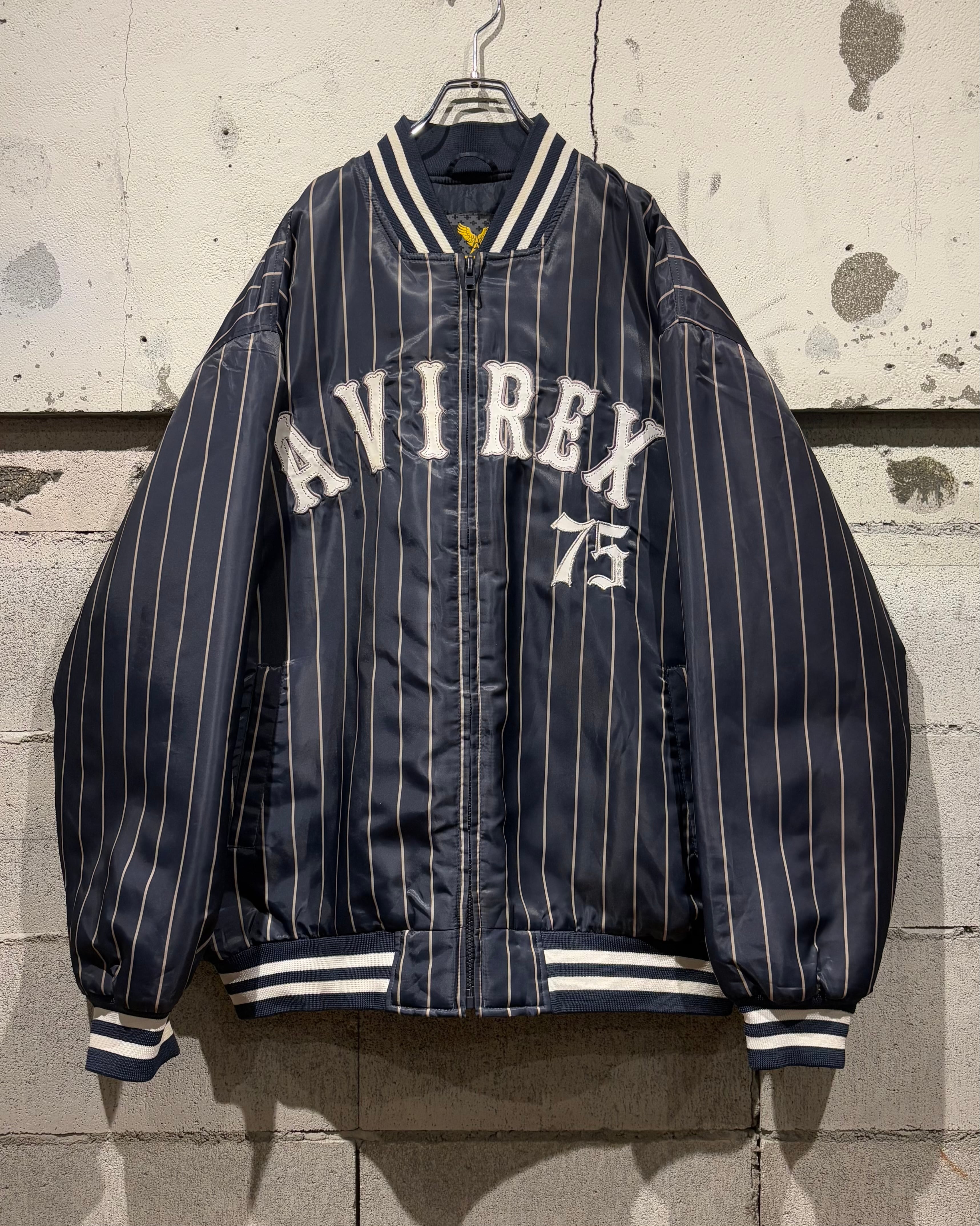 Caka otto】 “AVIREX” Special Patch Design Loose Varsity Jacket