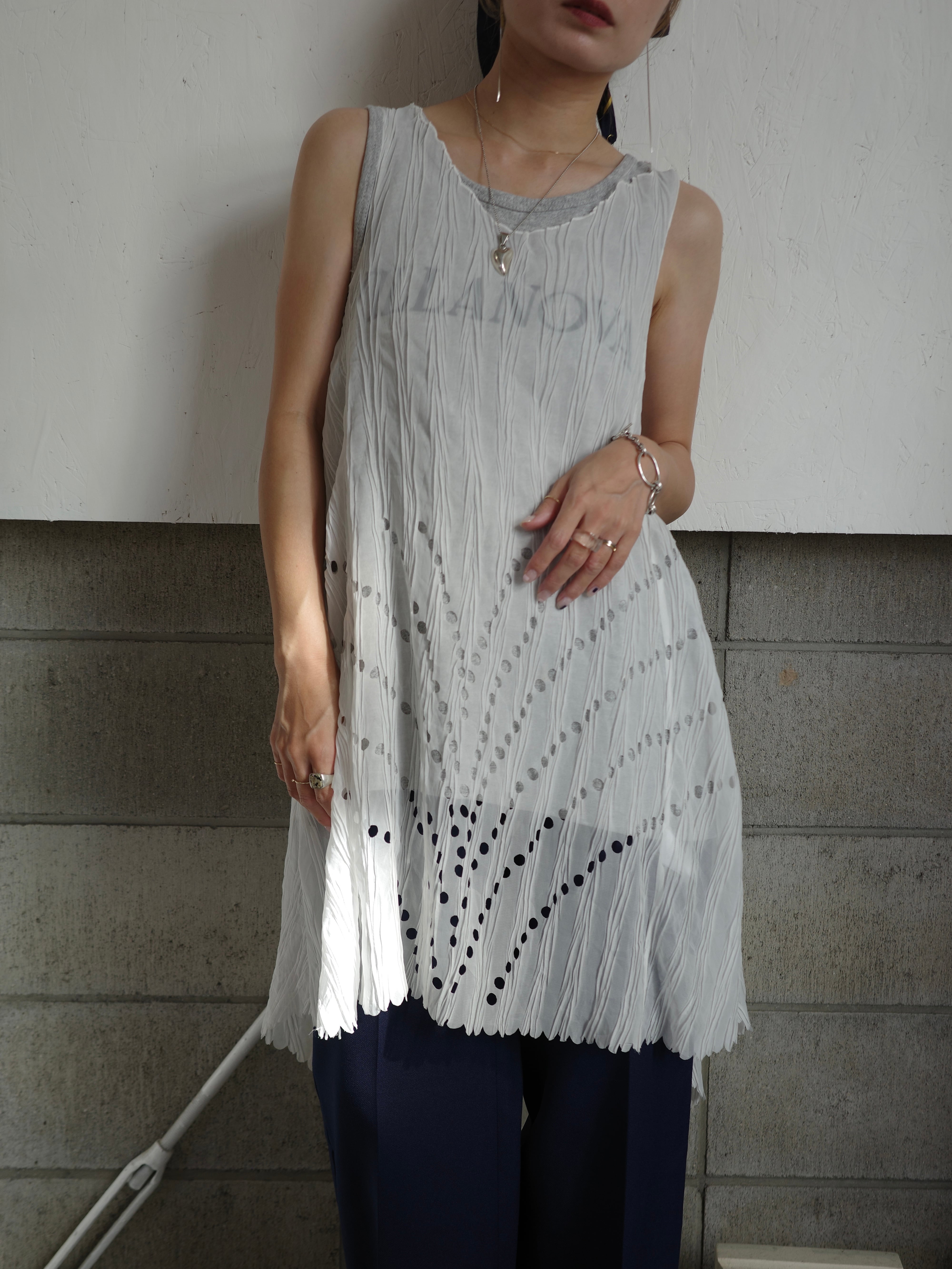 <vintage>flare chiffon pinching tunic