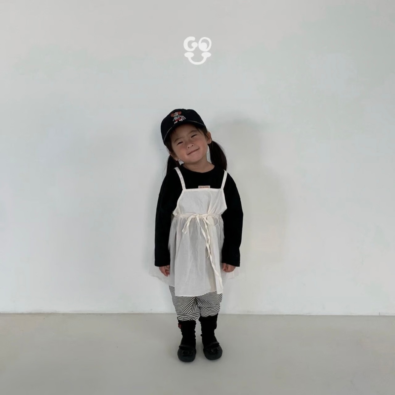 【GO.U】エアリーレイヤードワンピース black 90〜140cm 240207go - 8