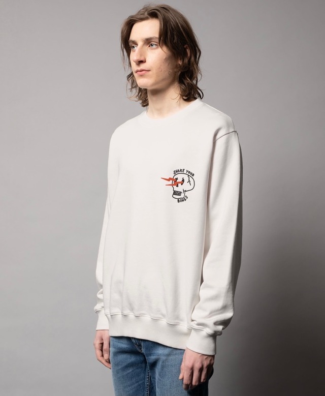 Nudie jeans ヌーディージーンズ  Lasse Shake Your Bones Chalk White スウェット