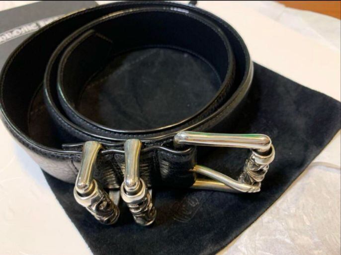 CHROME HEARTS クロムハーツ ローラー ベルト レザー ブラック