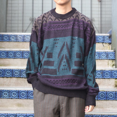 USA VINTAGE PATTERNED DESIGN OVER KNIT/アメリカ古着柄デザインオーバーニット