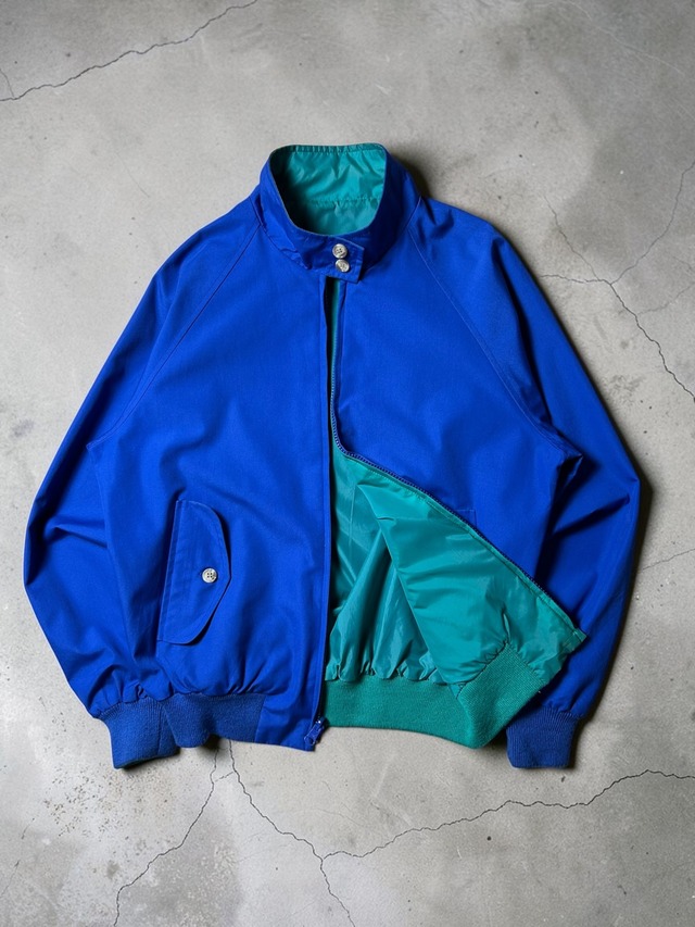 ［90s］Lands' End Blue Green Two Tone Nylon Full Zip Reversible Swing Top Jacket