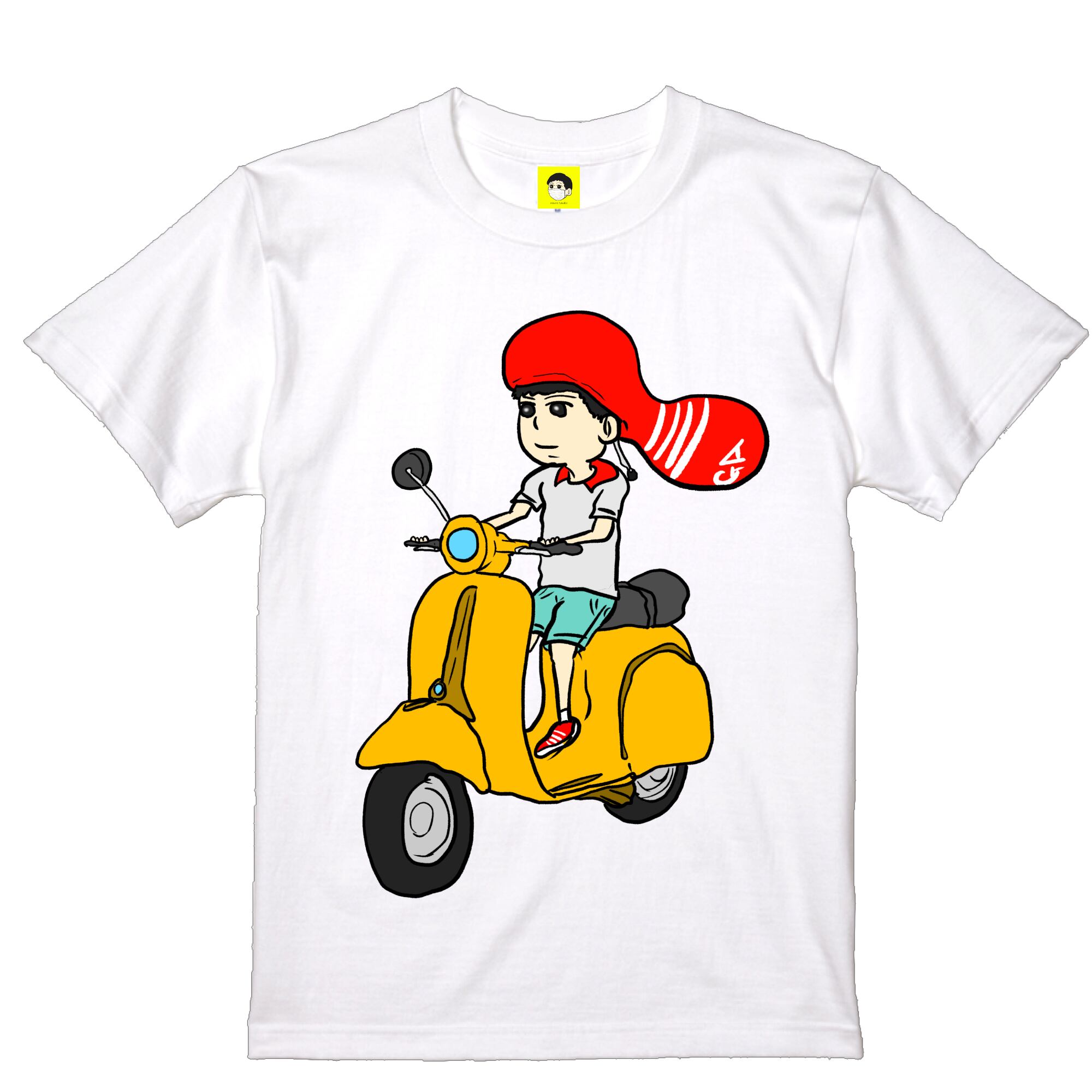 D&G プリントTシャツ 白 ロゴ スクーター【国内発送・即日発送】 スクーターTシャツ (D&G プリントTシャツ 白 ロゴ スクーター