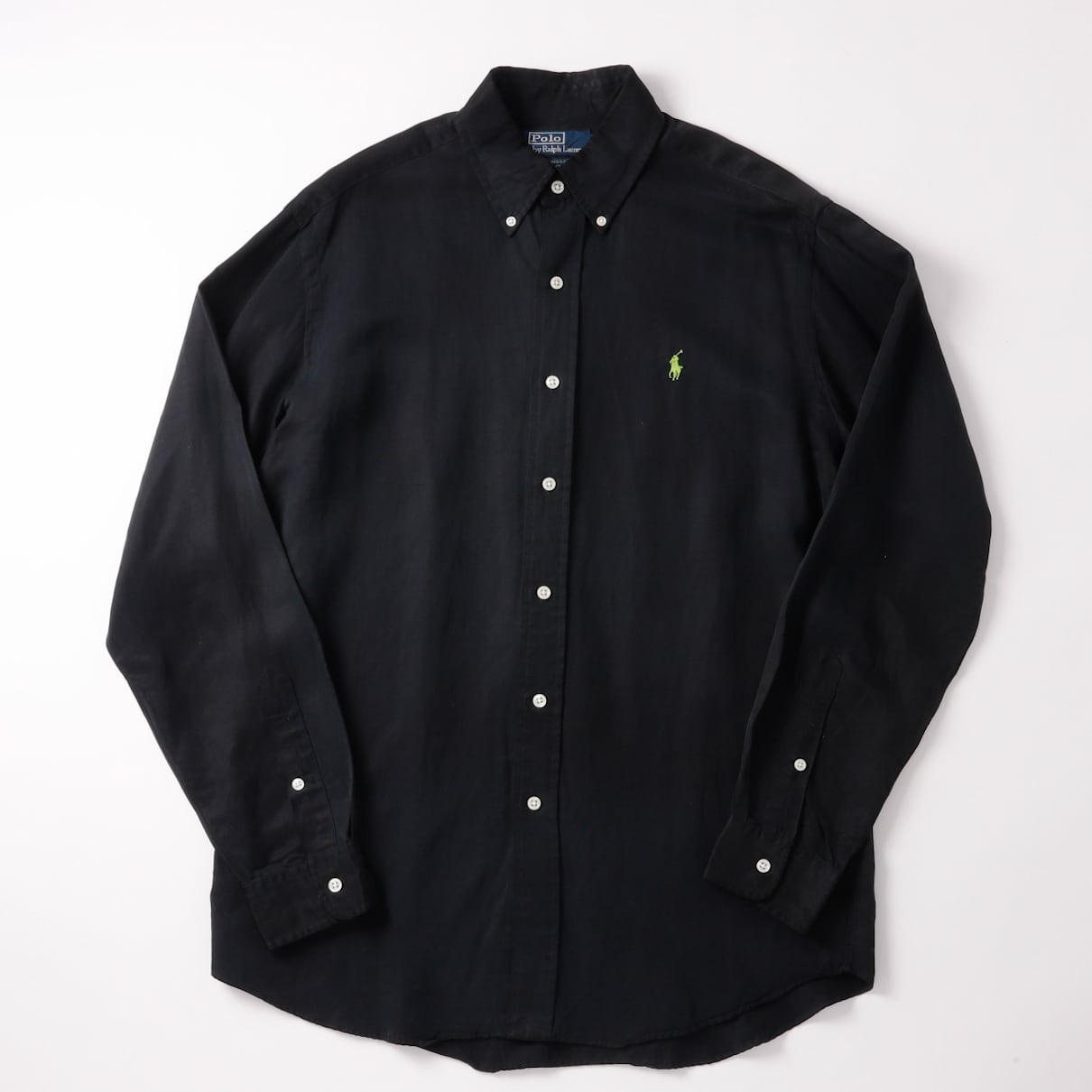 極美品】80s Ralph Lauren special silk linen shirt Black big size