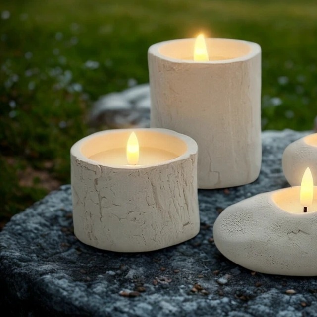 雰囲気抜群 LEDライト キャンドル 切り株