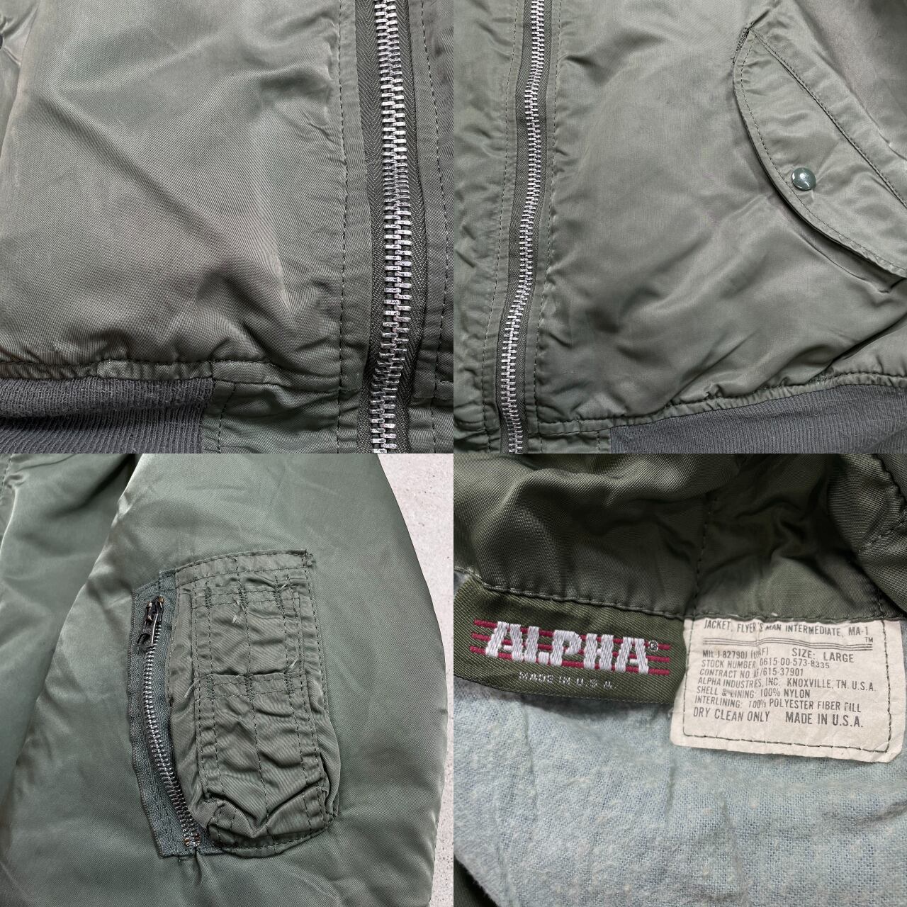 ALPHA MA-1 フライトジャケット カーキ 80s MADE IN USA