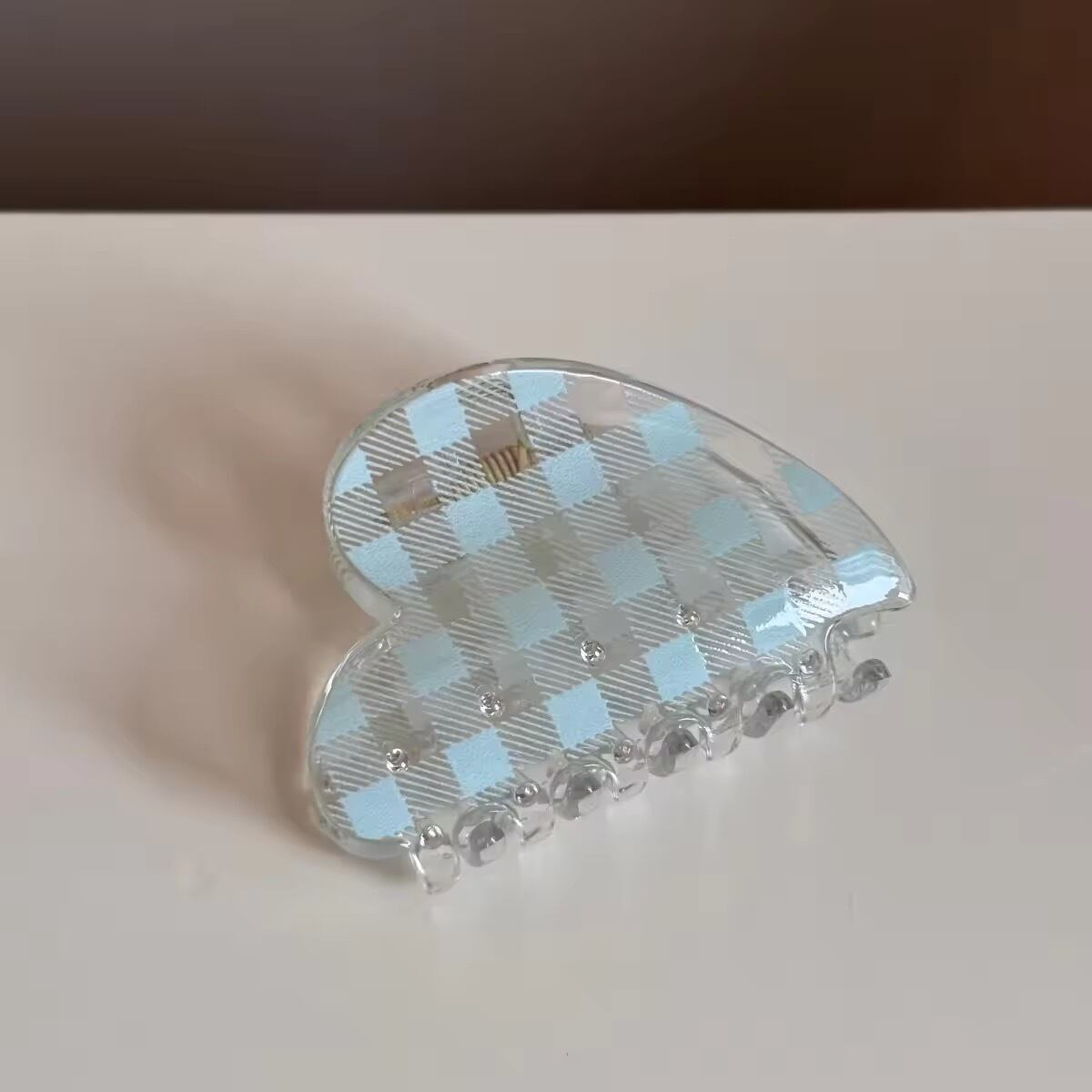 チェッククリアヘアクリップ