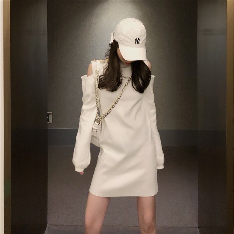 韓国っぽ 大人女子 オープンショルダー ワンピース カットソー フェミニン カジュアル ミニ丈 モテ服 オシャかわ デートコーデ Lamitte Deco トレンド 韓国ファッション ショップ Base店