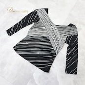 社交ダンス 衣装 トップス ブラウス ブラック系 チャコット Chacott 日本製 黒 白 柄 模様 伸縮 ストレッチ 練習 レッスン モノトーン シンプル ダンス衣装 パーティー かわいい イベント ステージ ホワイト系