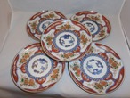 伊万里色絵六寸皿(５客) Imari colored porcelain five plates 
