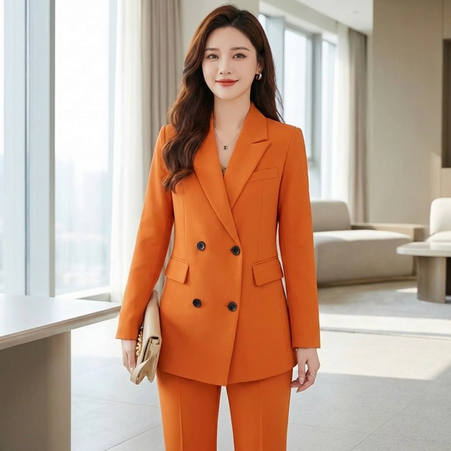 レディーススーツ ジャケットandパンツ2点セット（3color） A0702