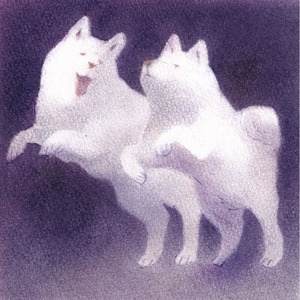 【水野朋子】 原画「勇敢な白い犬」