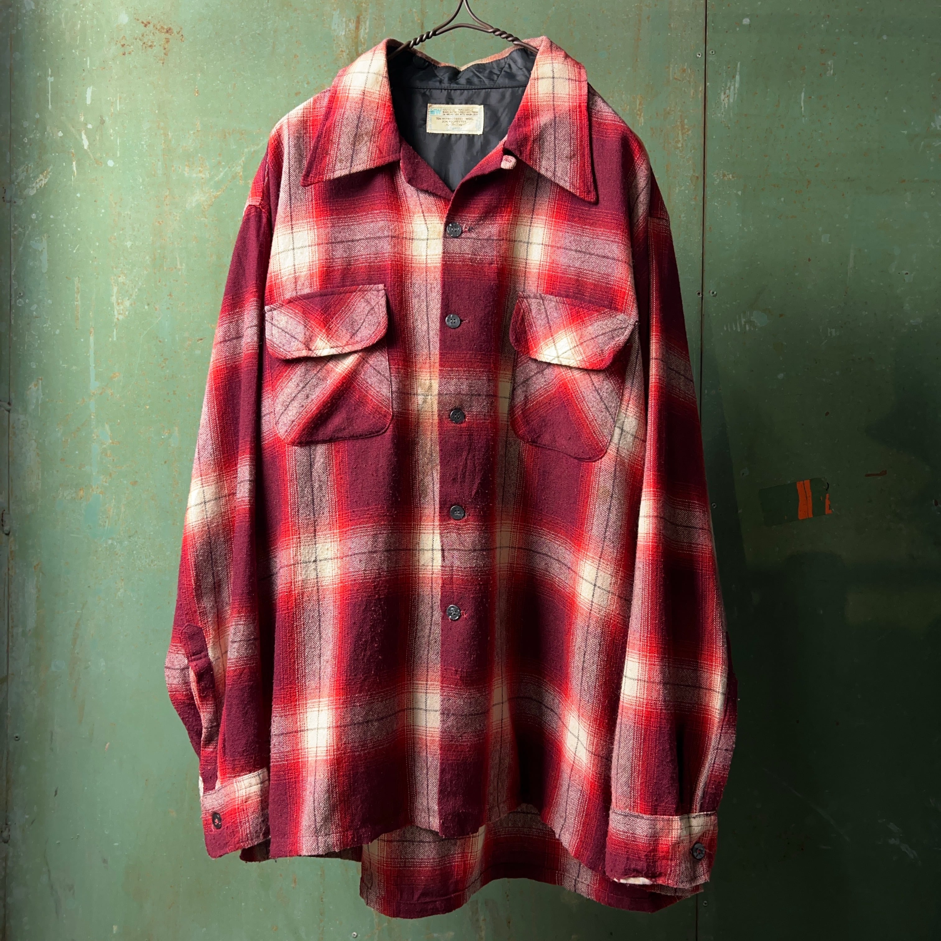 1970's JCPenney Ombre Plaid Wool Shirt 70年代 JCペニー オンブレ