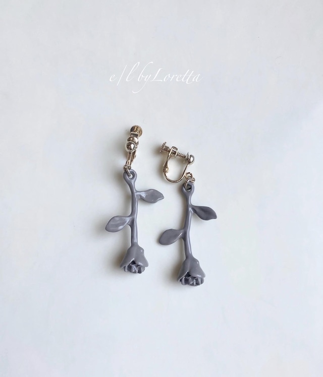 Paint "Rose" pierce/earring(Gray) [cc]