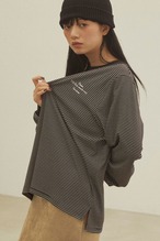 DU250720  Embroidery Striped Long T Shirt