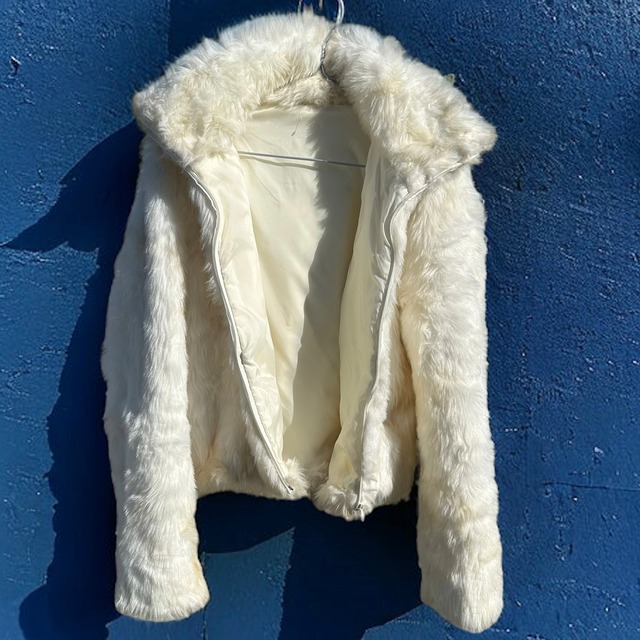 【LADIES'】white fur outer