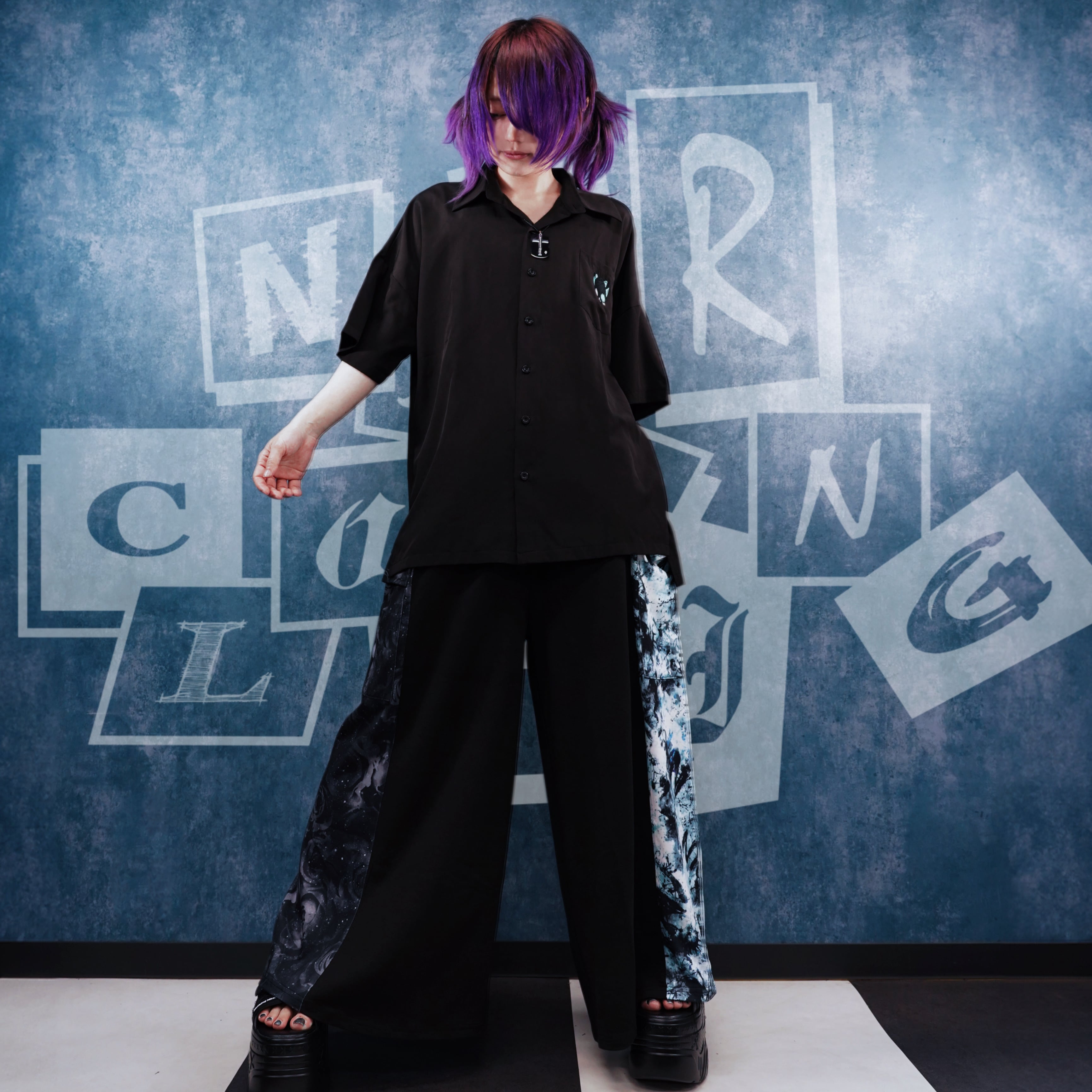 3rd day SPECIAL PRESENT】4POCKET MIX DESIGN WIDE PANTS【黒薔薇