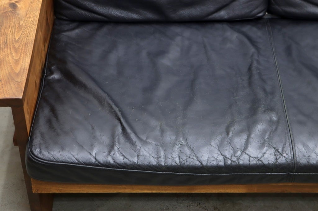 マルショウ オンダ ウォールナット 無垢材 本革 3Pソファ 3シーター モダン