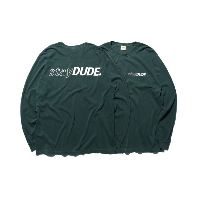 【STAY DUDE COLLECTIVE】Diagonal Logo Garment LS Tee FW21 (BLUE SPRUCE)