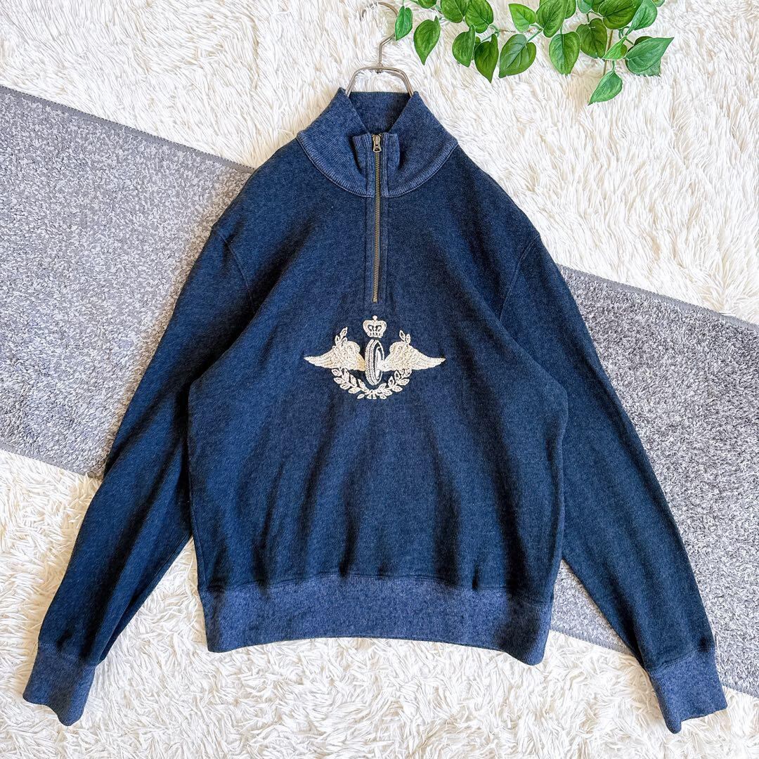 Louis Feraud ルイフェロー, エンブレム刺繍　文字刺繍　セーター, サイズＬ old LOUIS FERAUD logo embroidery denim blouson | PAY ID