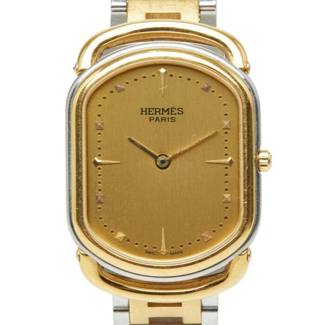 エルメス ラリー 腕時計 82.03.76 クオーツ ゴールド文字盤 ステンレススチール レディース HERMES 中古