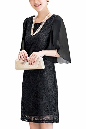 ★送料無料★9号(M)☆黒の総レースワンピース(OPN4075)