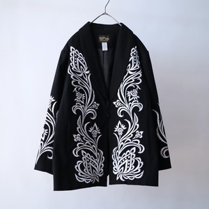 over silhouette embroidery design tailored jacket