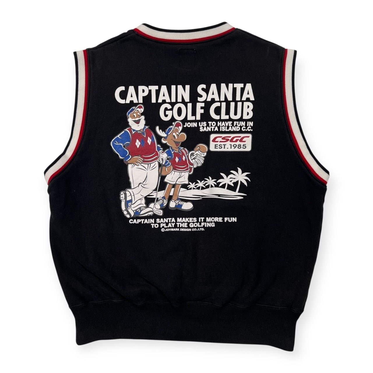 CAPTAIN SANTA キャプテンサンタ GOLF CLUB BIGプリント Vネック スウェット ベスト サイズ M /ブラック系/ジョイマークデザイン