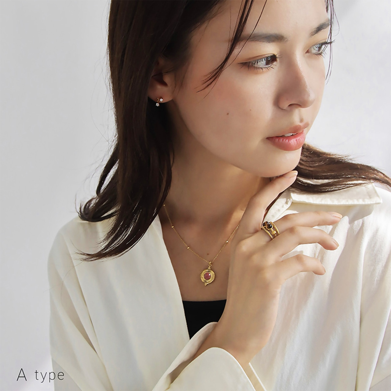 【ネコポス便】ネックレス パワーストーン ロードナイト ペンダントネックレス 14K 金属アレルギー対応 ステンレス レディース 2381
