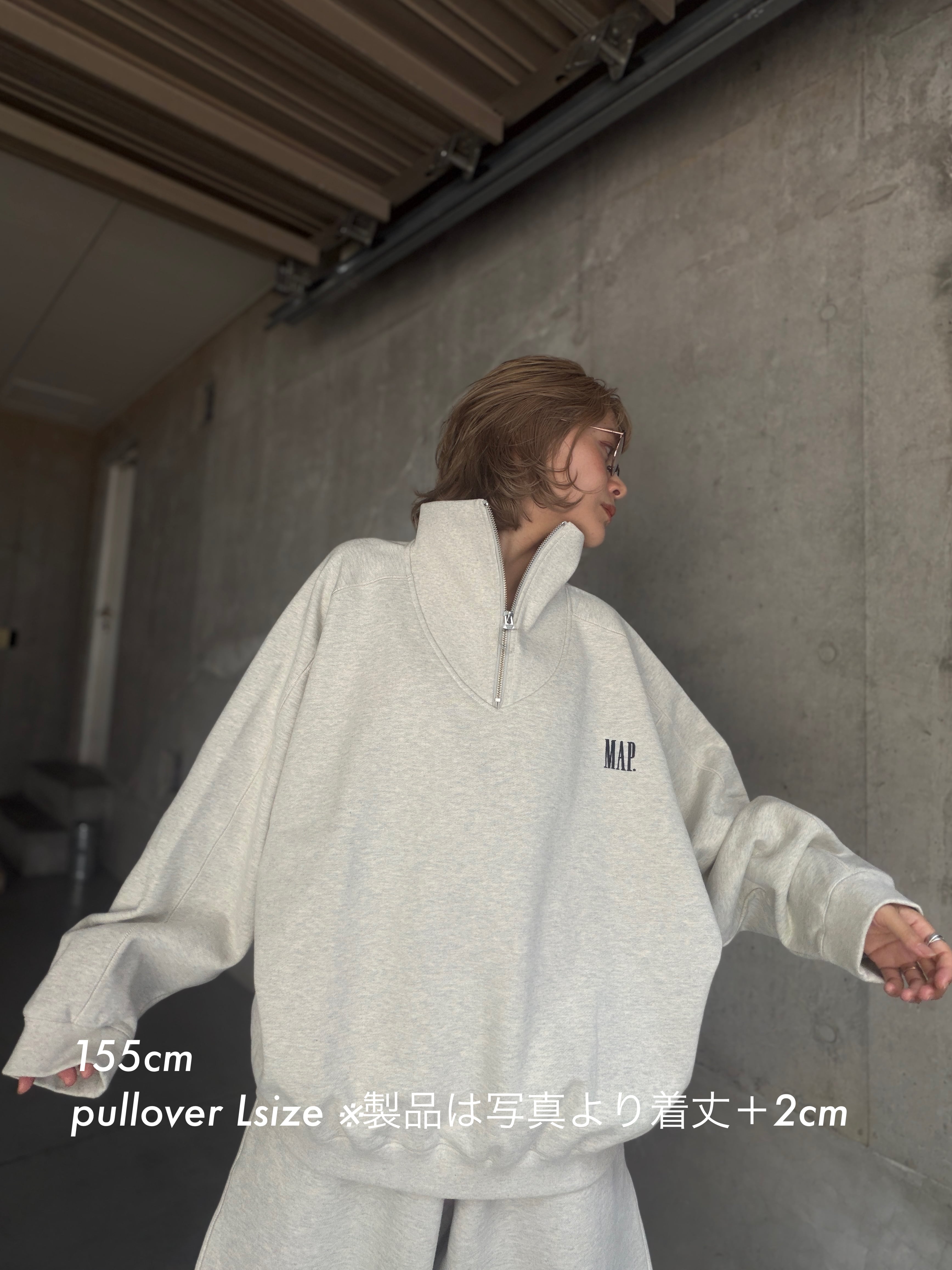 【map.】HALF ZIP SWEAT PULLOVER / OATMEAL