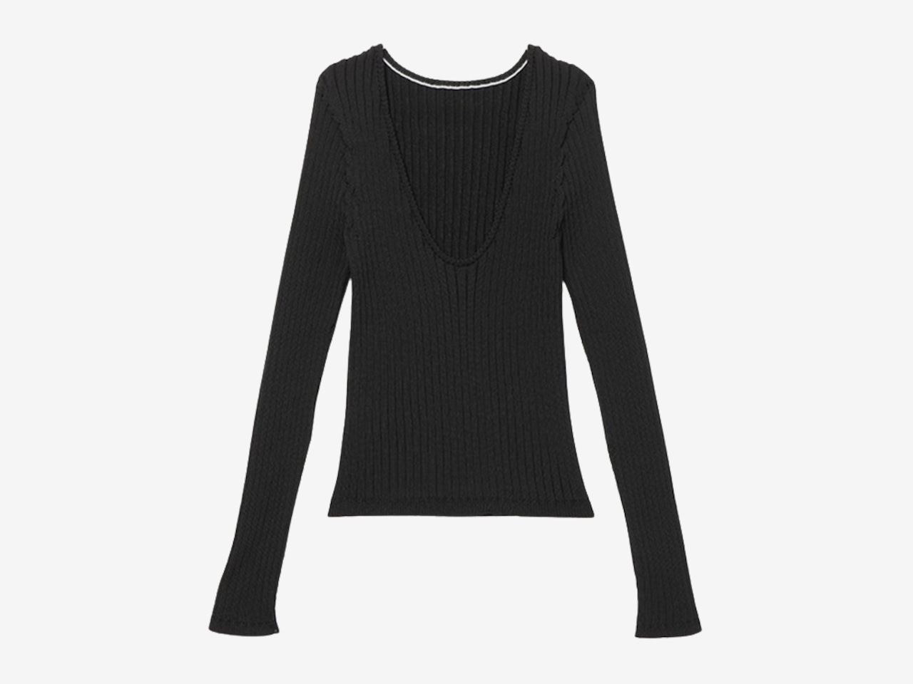 UMILE Yarn RIB PULLOVER / BLACK