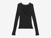 UMILE Yarn RIB PULLOVER / BLACK