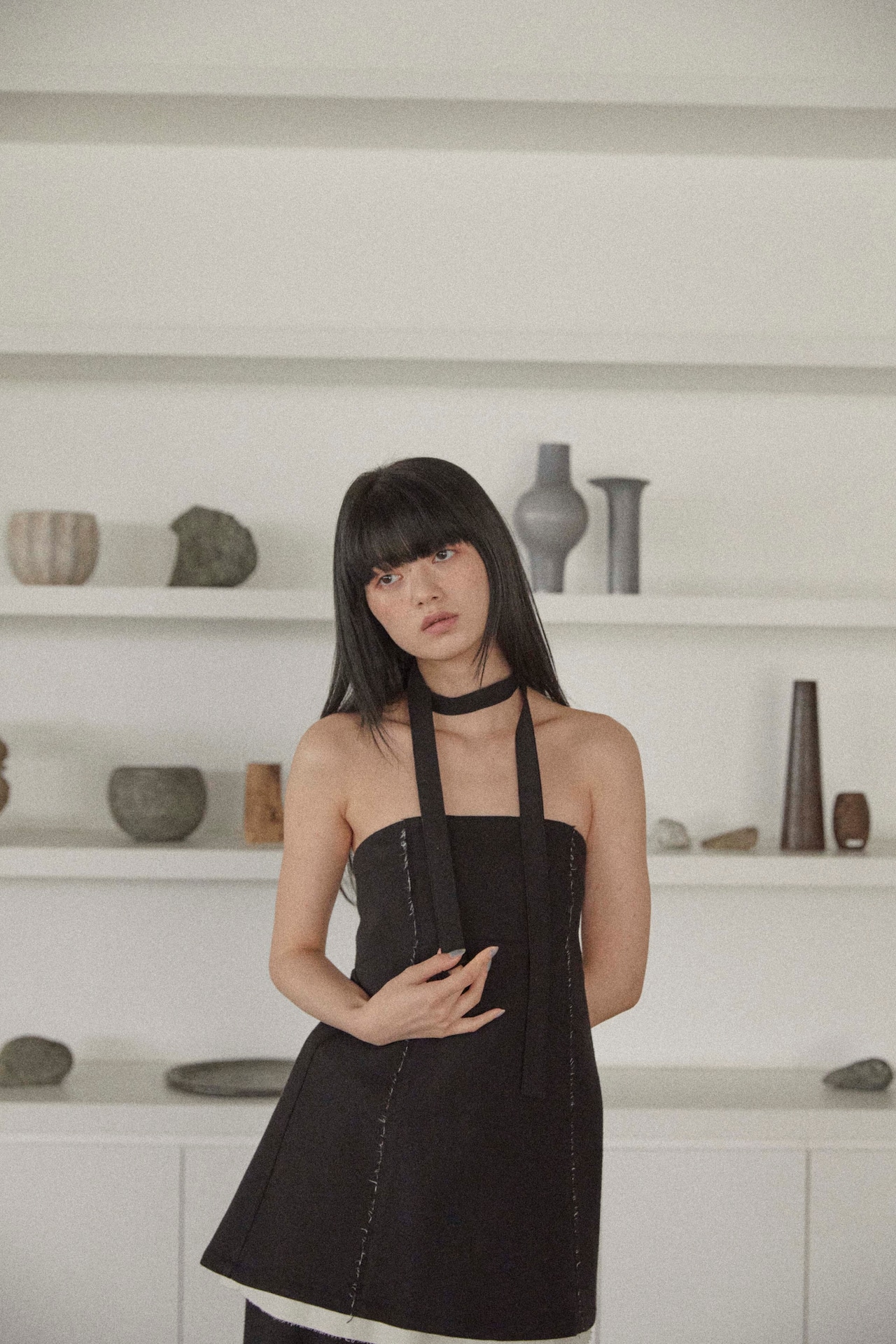 DU250503 linen like layered bare tunic【残り3点】