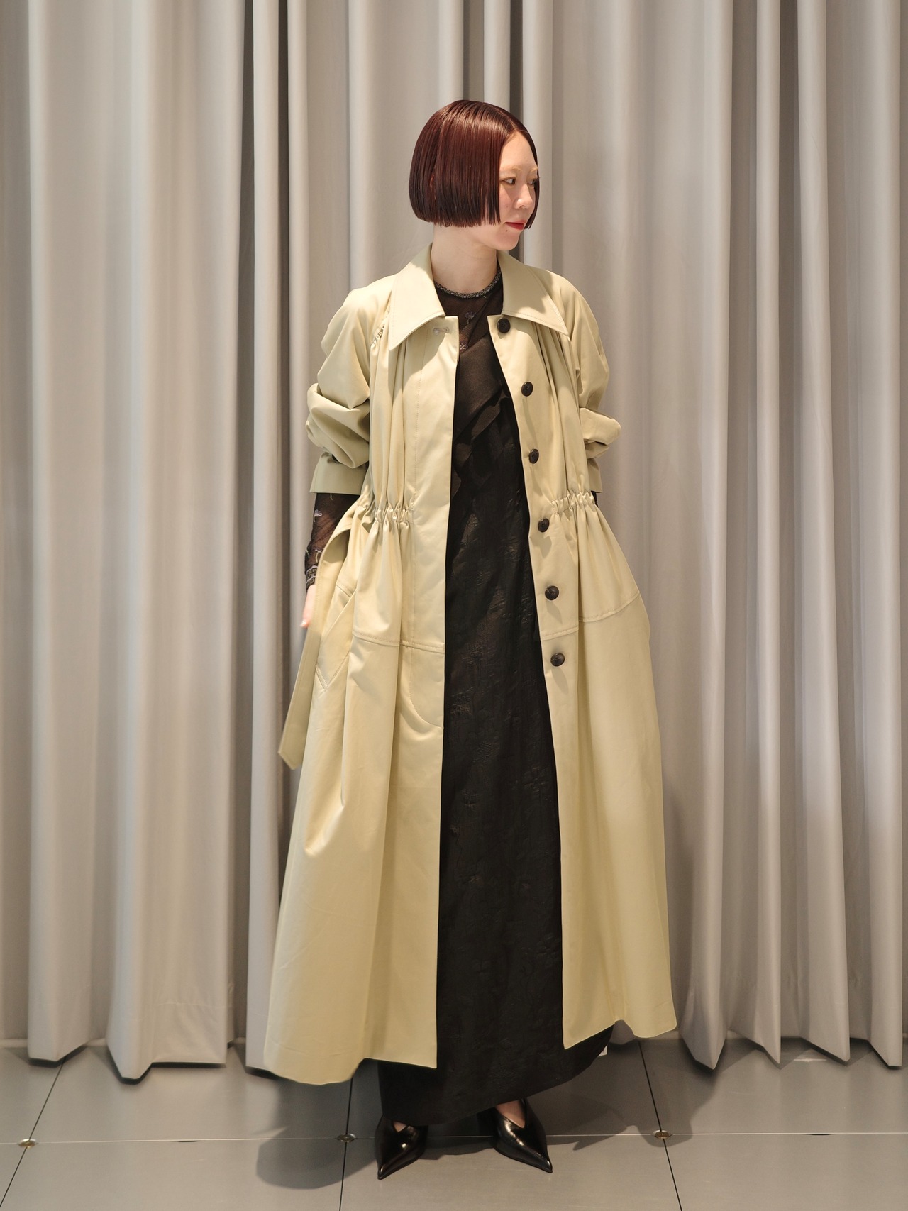 【26AW】FETICO フェティコ / コート / COTTON TWILL GATHERED SOUTIEN COLLAR COAT - 4