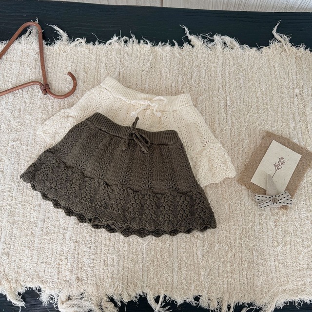 【予約商品】[73-110cm] crochet knit skirt in bloomers 2col