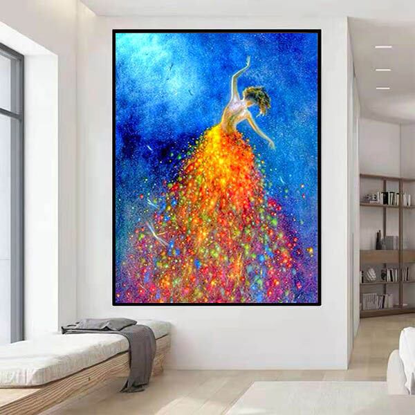 ビーズ刺繍　風景画 ダイヤモンドペインティング キット ビーズ 5D モザイク 蝶少女